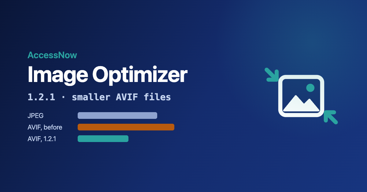 AccessNow Image Optimizer 1.2.1: smaller AVIF files
