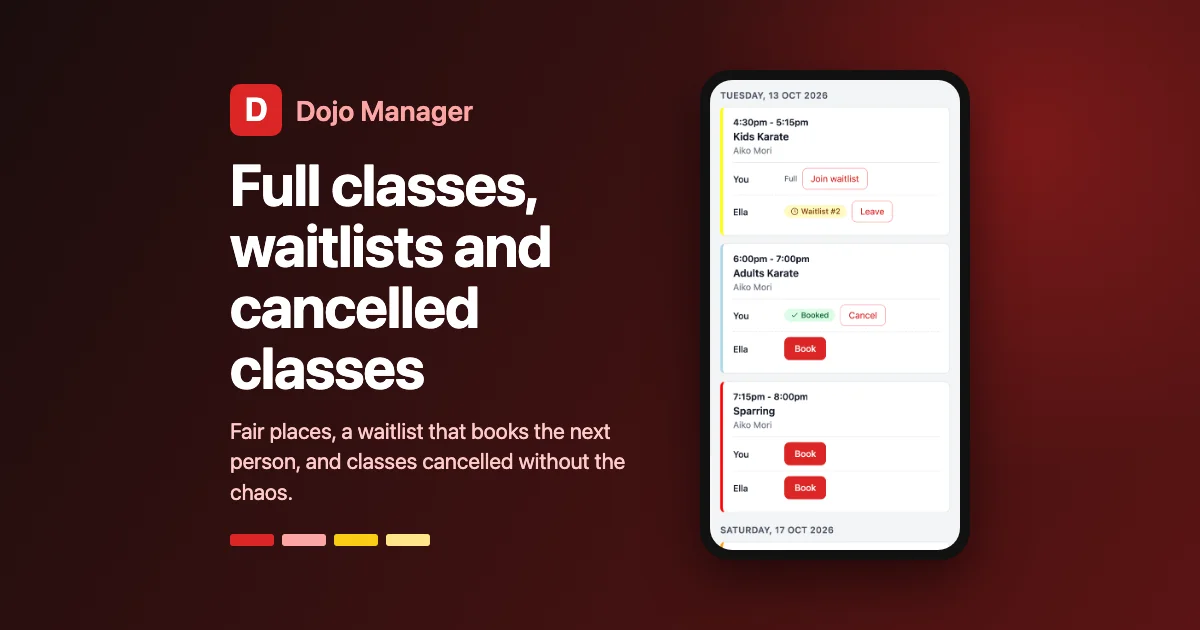 Full classes and waitlists in Dojo Manager