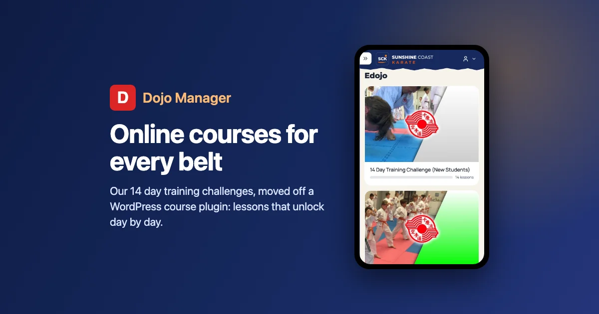 Online courses for every belt in Dojo Manager
