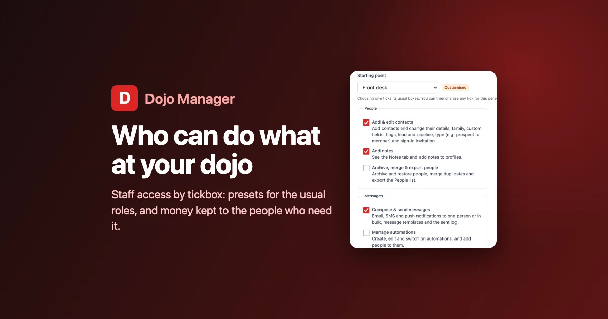 Who can do what: staff access in Dojo Manager