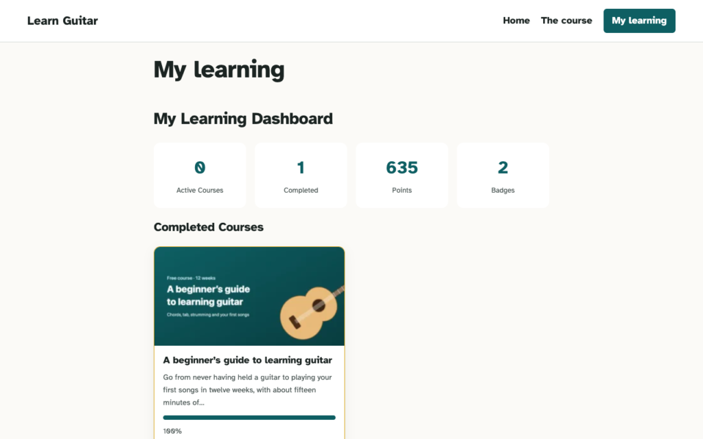 A song lesson with its own full banner